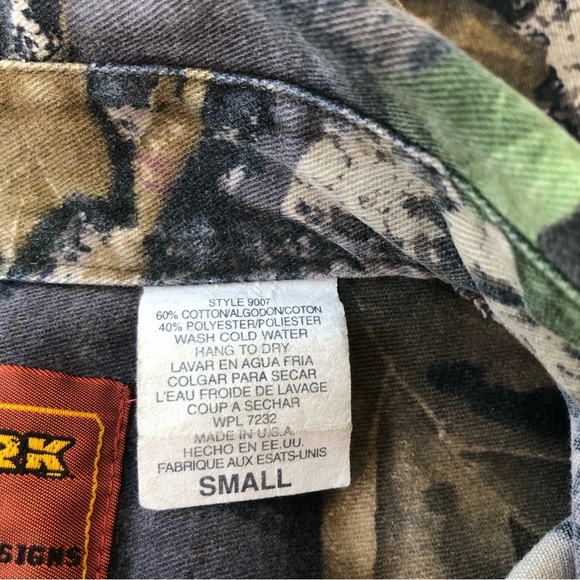 Trebark Cotton Blend Vintage Made in Usa Style 9007 Camouflage Button Shirt S - Picture 9 of 11